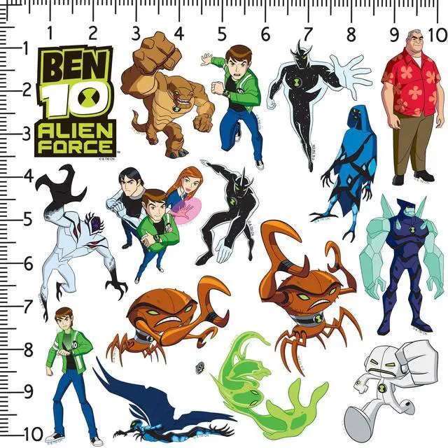Alt view image 2 of 6 - Ben 10 Alien Force Characters 100 Vinyl Stickers Waterproof Die-Cut Decals