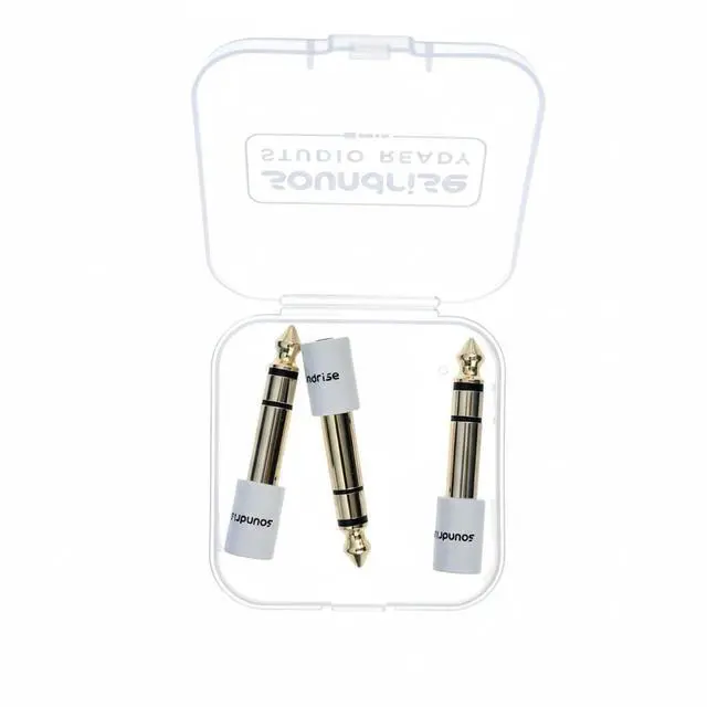Alt view image 4 of 6 - Studio Ready 3.5mm to 1/4" TRS Adapter (3-Pack, White Ceramic) Gold-Plated Connectors 1/8" to 1/4" Stereo Audio Jack Converter for Headphones, Amps, Mixers & DJ Gear