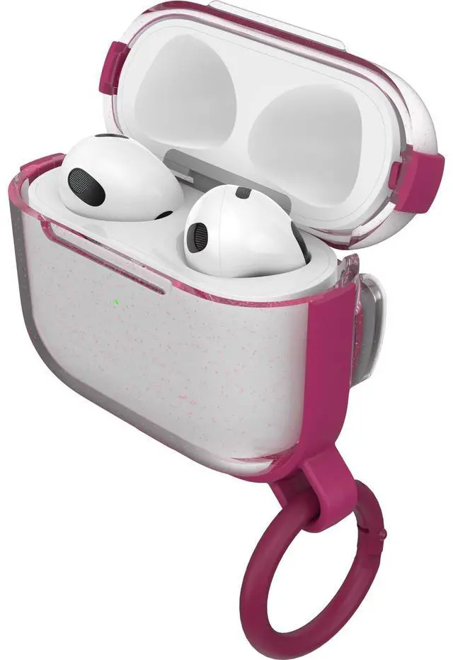 Main image of Clear Series Headphone Case for Apple AirPods Pro Shockproof, Drop Proof, Ultra-Slim, Scratch and Scuff Protective Case for Apple AirPods, Includes Carabiner, Clear/Pink