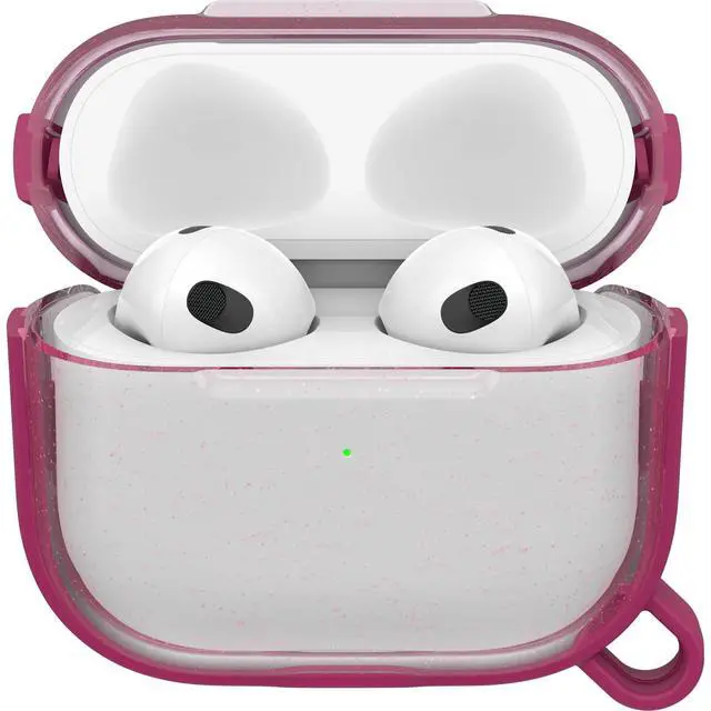 Alt view image 3 of 6 - Clear Series Headphone Case for Apple AirPods Pro Shockproof, Drop Proof, Ultra-Slim, Scratch and Scuff Protective Case for Apple AirPods, Includes Carabiner, Clear/Pink