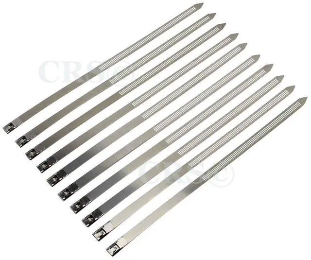 Main image of JC Performace Products USA (10 Pack) 310 Stainless Steel Cable Ties Positive Locking Ladder Hose Clamps