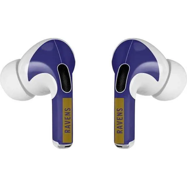 Alt view image 3 of 4 - Decal Audio Skin Compatible with AirPods Pro 2nd Gen - Officially Licensed NFL Baltimore Ravens Purple Performance Series Design