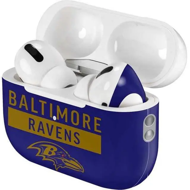 Alt view image 4 of 4 - Decal Audio Skin Compatible with AirPods Pro 2nd Gen - Officially Licensed NFL Baltimore Ravens Purple Performance Series Design