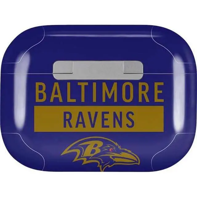 Alt view image 2 of 4 - Decal Audio Skin Compatible with AirPods Pro 2nd Gen - Officially Licensed NFL Baltimore Ravens Purple Performance Series Design