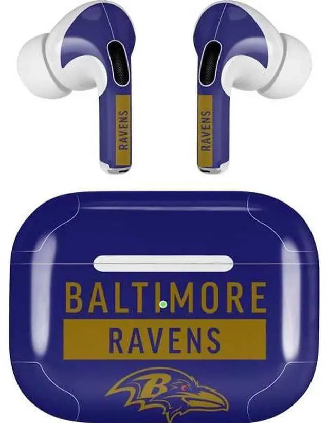 Main image of Decal Audio Skin Compatible with AirPods Pro 2nd Gen - Officially Licensed NFL Baltimore Ravens Purple Performance Series Design