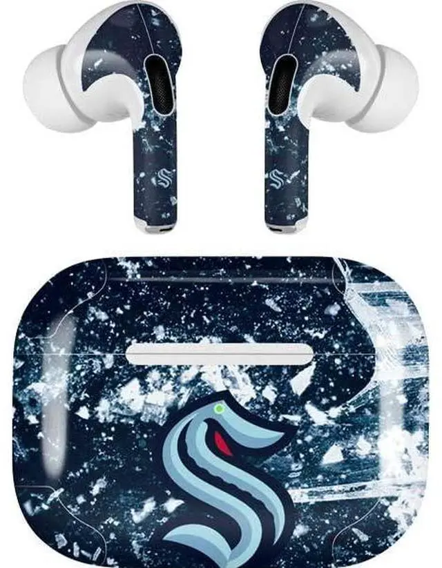 Main image of Decal Audio Skin Compatible with AirPods Pro 2nd Gen - Officially Licensed NHL Seattle Kraken Frozen Design