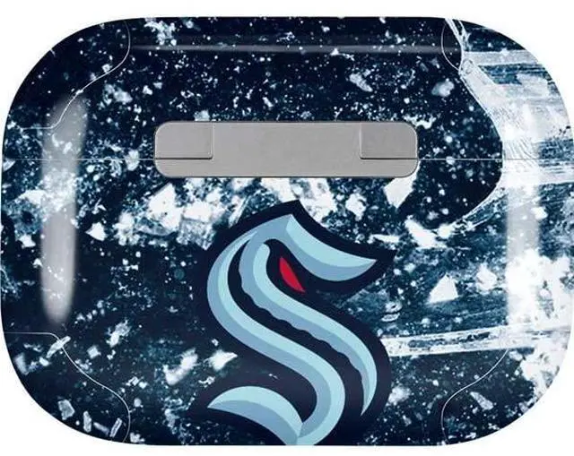 Alt view image 2 of 4 - Decal Audio Skin Compatible with AirPods Pro 2nd Gen - Officially Licensed NHL Seattle Kraken Frozen Design