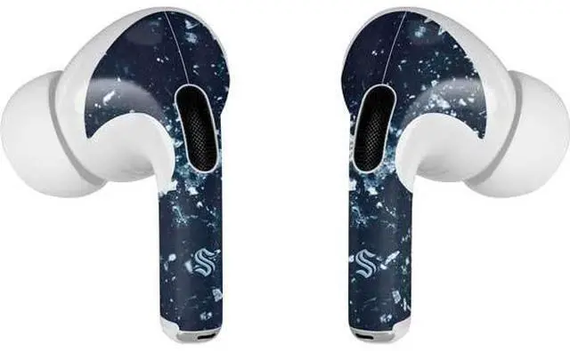 Alt view image 3 of 4 - Decal Audio Skin Compatible with AirPods Pro 2nd Gen - Officially Licensed NHL Seattle Kraken Frozen Design