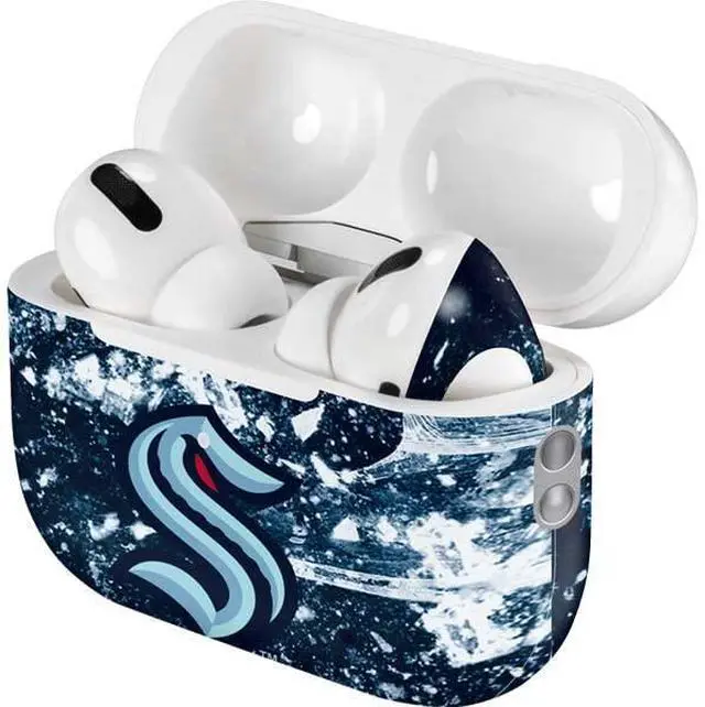 Alt view image 4 of 4 - Decal Audio Skin Compatible with AirPods Pro 2nd Gen - Officially Licensed NHL Seattle Kraken Frozen Design