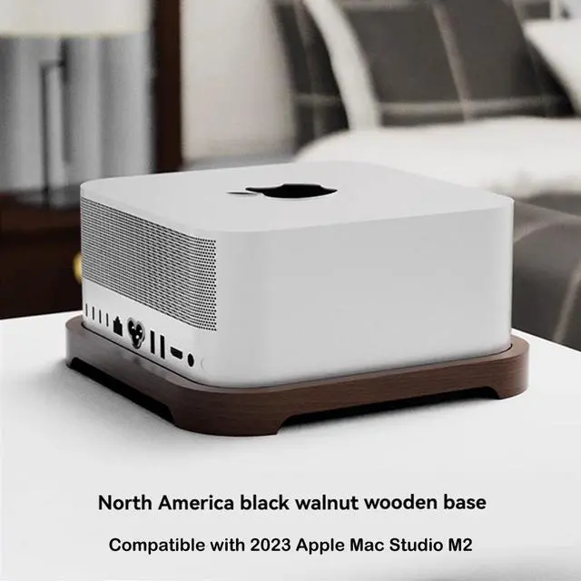 Alt view image 2 of 7 - Walnut Stand for Mac Studio M2 / M2 Max / M2 Ultra, Desktop Cooling Bracket with Dust Filter, Heat Dissipation Riser Compatible with Mac Studio Laptop