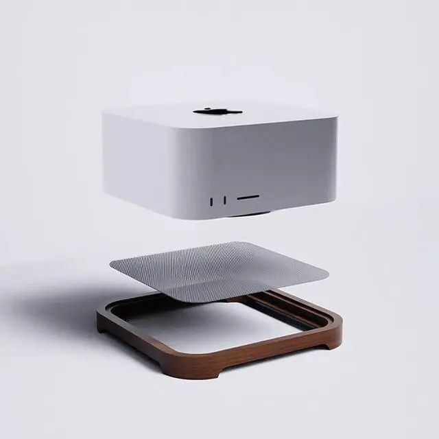 Alt view image 7 of 7 - Walnut Stand for Mac Studio M2 / M2 Max / M2 Ultra, Desktop Cooling Bracket with Dust Filter, Heat Dissipation Riser Compatible with Mac Studio Laptop