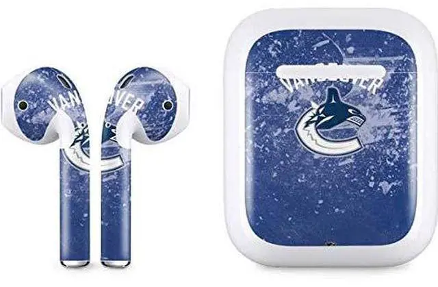 Main image of Decal Audio Skin Compatible with Apple AirPods - Officially Licensed NHL Vancouver Canucks Frozen Design