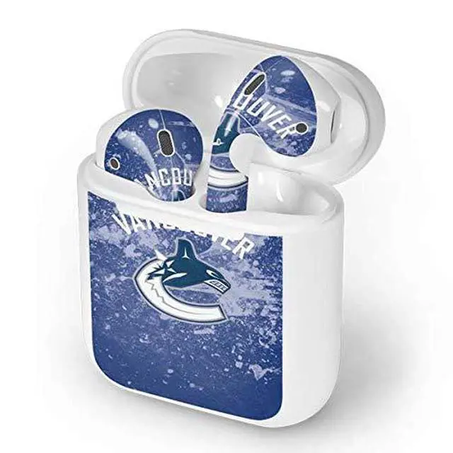 Alt view image 4 of 4 - Decal Audio Skin Compatible with Apple AirPods - Officially Licensed NHL Vancouver Canucks Frozen Design