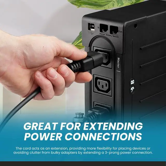 Alt view image 5 of 7 - IronBox Electric IEC C14 to 5-15R Power Cord - 15A, 125V, 14/3 SJT - UL Listed Power Cord Adapter - Heavy Duty Plug & Connector Extension Cable for Computer, Printer, Data Centers & More (3ft, Molded)