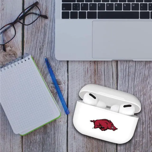 Alt view image 2 of 4 - Officially Licensed University of Arkansas - Fayetteville Airpods Case, Compatible with Apple AirPods 3rd Gen (TPU), Wireless Charging, Earbuds Case, Classic, White