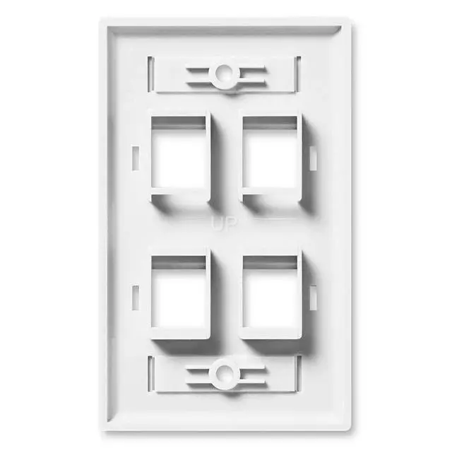 Alt view image 2 of 4 - Keystone Jack Wall Plate 4-Port, Low Profile, Single Gang, White, 10-Pack