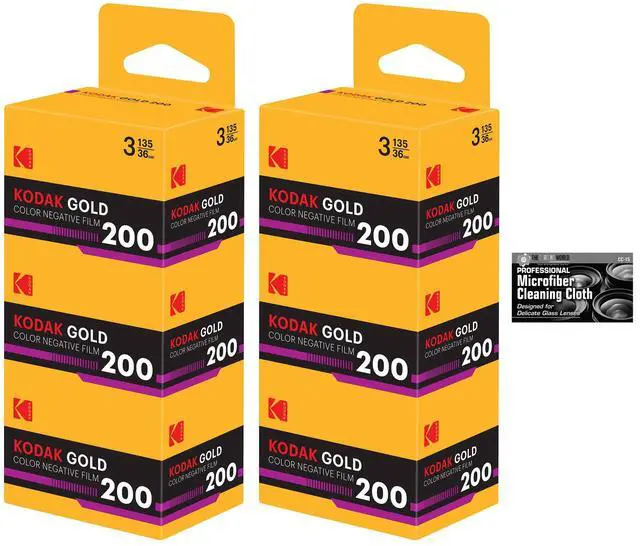 Main image of Kodak Eastman Gold 200 Color Negative Film (35mm Roll Film, 36 Exposures) - 6-Pack with Microfiber Cleaning Cloth