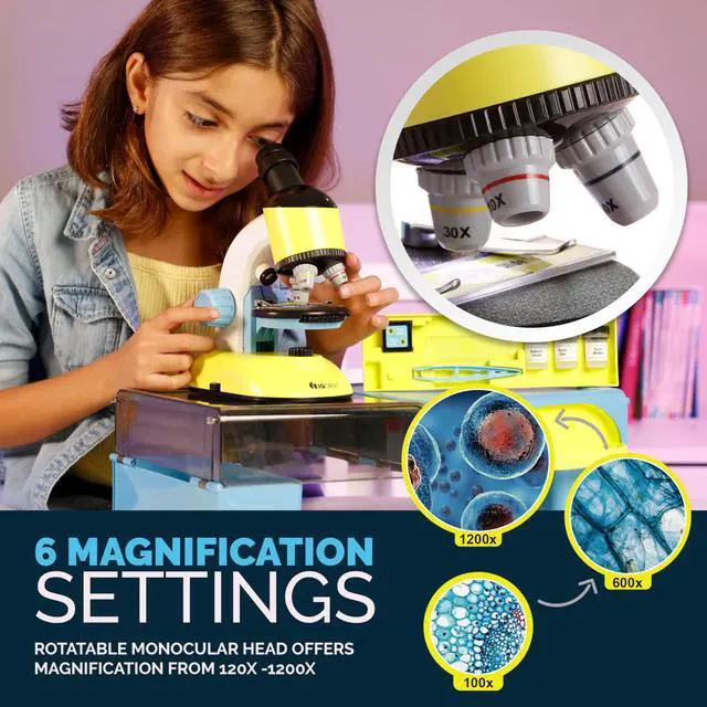Alt view image 4 of 7 - M44-KT 1200X Compound Starter Microscope Kit w/Dual LED | 100X-1200X Magnification Range Compound Biological Microscope Built-In LED Illumination Built-In Condenser