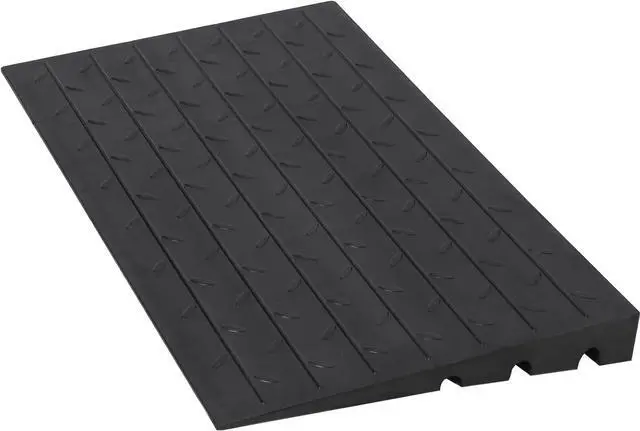 Main image of Car Driveway Rubber Curb Ramps Heavy Duty Threshold Gutter Slope Ramp 3 Inch High Cable Cover, Water Channel for Drainage, Curbside Bridge Ramp for Loading Dock Garage Sidewalk