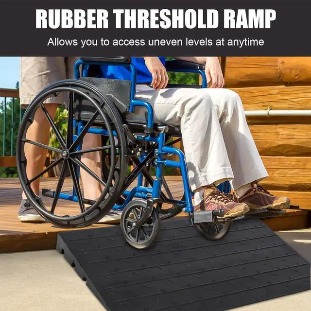 Alt view image 2 of 7 - Car Driveway Rubber Curb Ramps Heavy Duty Threshold Gutter Slope Ramp 3 Inch High Cable Cover, Water Channel for Drainage, Curbside Bridge Ramp for Loading Dock Garage Sidewalk