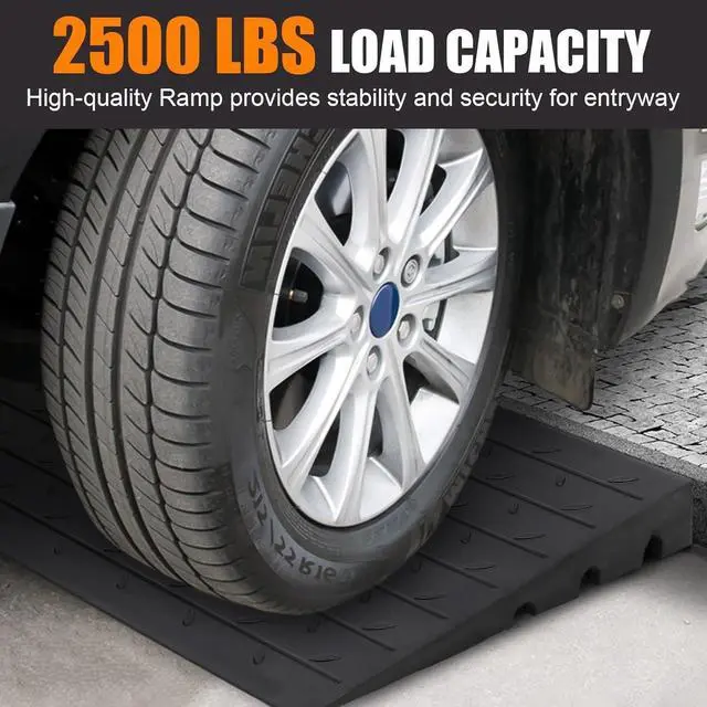 Alt view image 3 of 7 - Car Driveway Rubber Curb Ramps Heavy Duty Threshold Gutter Slope Ramp 3 Inch High Cable Cover, Water Channel for Drainage, Curbside Bridge Ramp for Loading Dock Garage Sidewalk