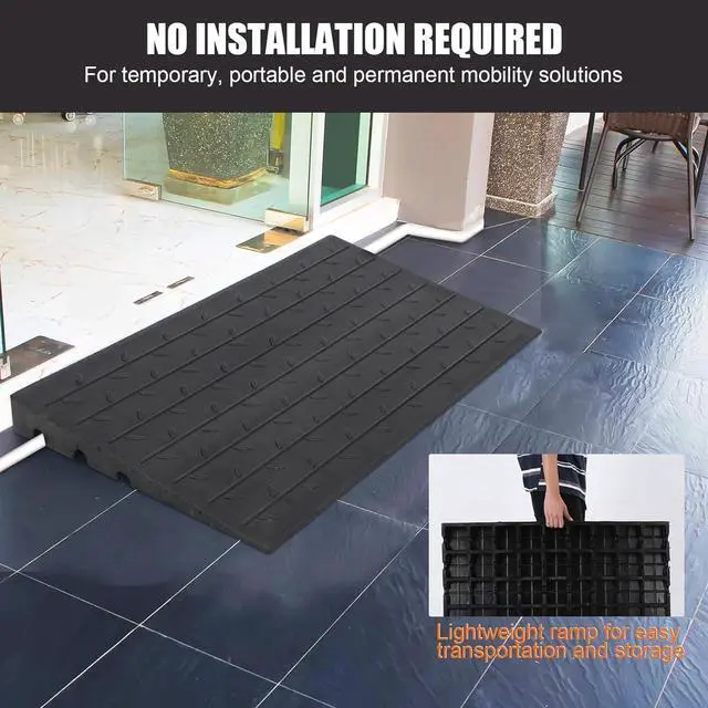 Alt view image 6 of 7 - Car Driveway Rubber Curb Ramps Heavy Duty Threshold Gutter Slope Ramp 3 Inch High Cable Cover, Water Channel for Drainage, Curbside Bridge Ramp for Loading Dock Garage Sidewalk