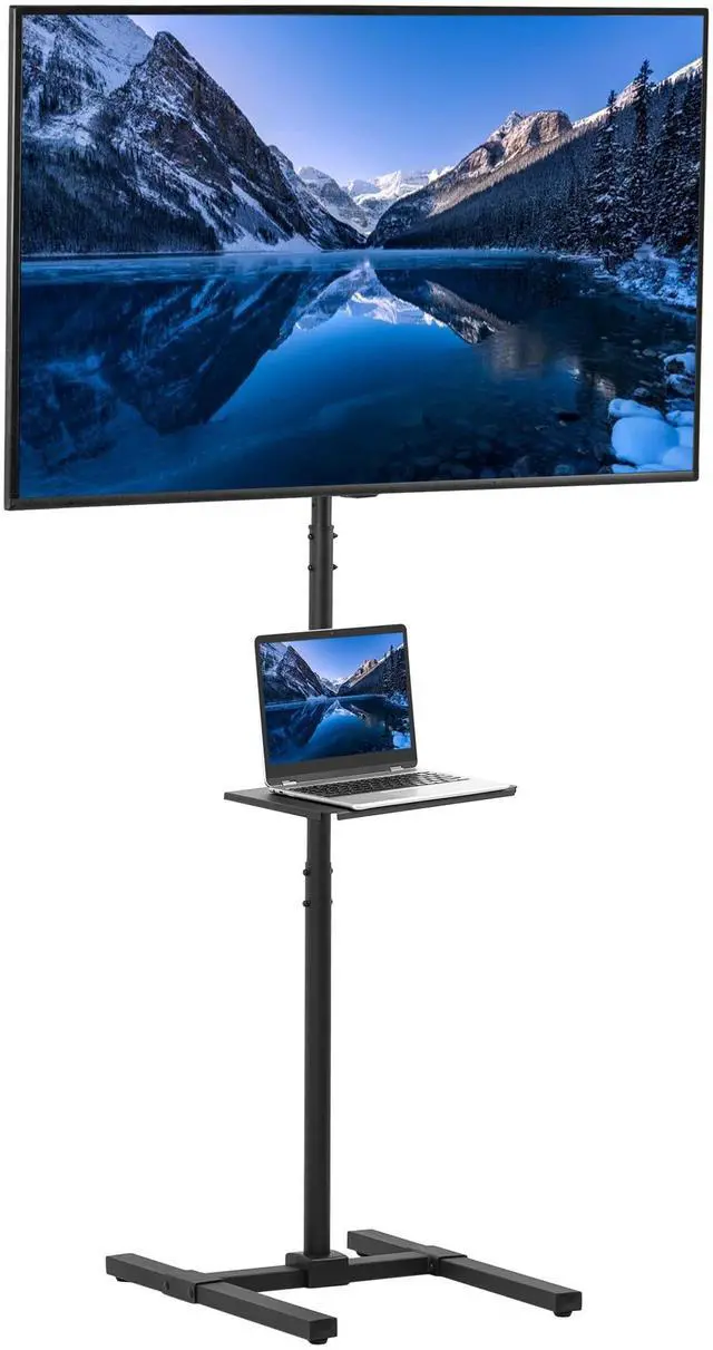 Main image of Extra Tall TV Floor Stand with Shelf for 13 to 50 inch Screens, LED OLED 4K Smart Flat, Curved Monitors, 70 inch Tall, Max VESA 200x200, Tall Pole for Treadmills, Ellipticals, Black, STAND-TV17-S