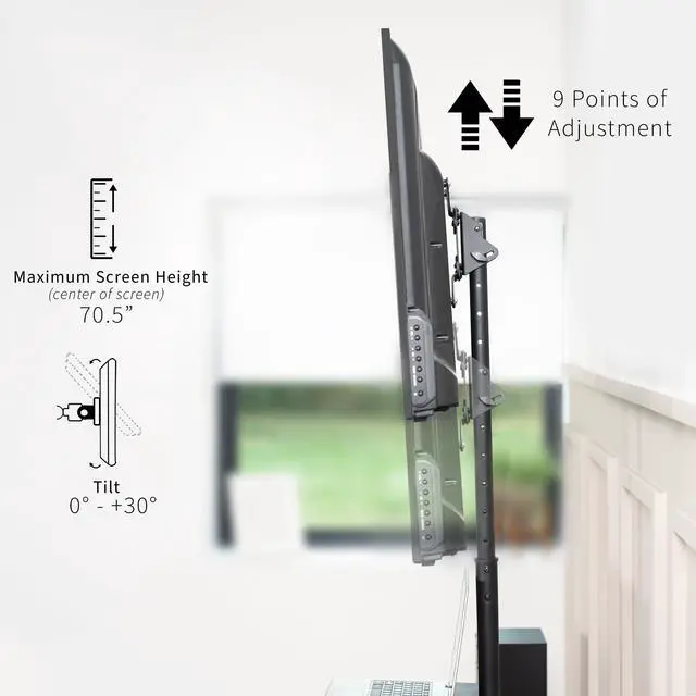 Alt view image 3 of 7 - Extra Tall TV Floor Stand with Shelf for 13 to 50 inch Screens, LED OLED 4K Smart Flat, Curved Monitors, 70 inch Tall, Max VESA 200x200, Tall Pole for Treadmills, Ellipticals, Black, STAND-TV17-S