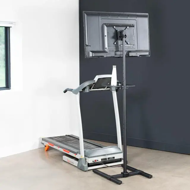Alt view image 4 of 7 - Extra Tall TV Floor Stand with Shelf for 13 to 50 inch Screens, LED OLED 4K Smart Flat, Curved Monitors, 70 inch Tall, Max VESA 200x200, Tall Pole for Treadmills, Ellipticals, Black, STAND-TV17-S