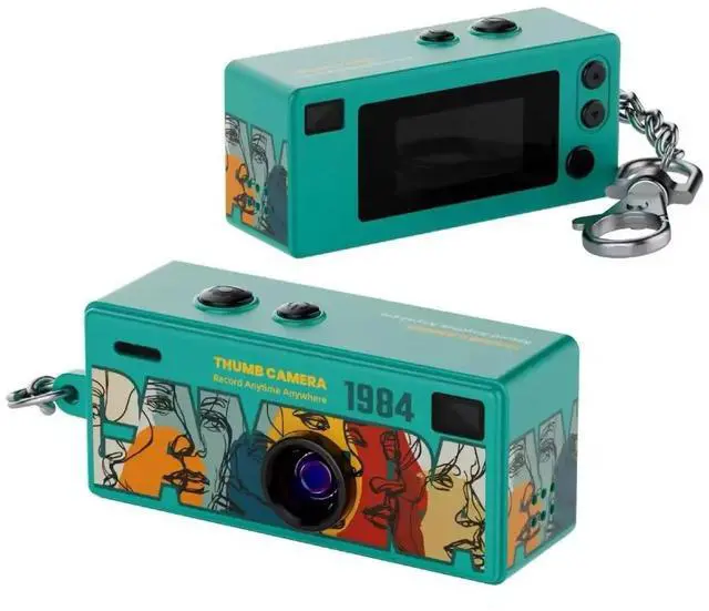 Main image of CharmSnap Mini Keychain Camera, 1080P HD Digital Camera, 2MP Point & Shoot, Portable Pocket Camera for Kids & Travel, Wide Angle Lens, USB-C Rechargeable (Cyan)