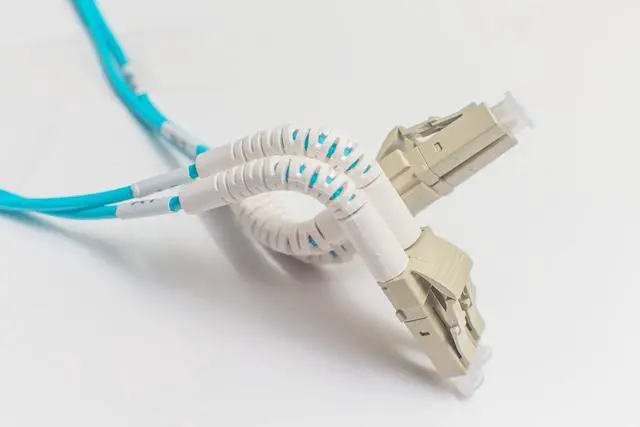 Main image of 30M OM4 LC LC Fiber Optic Cable | AnyAngle Duplex 50/125 LC to LC Multimode Jumper 30 Meter (98.42ft) | Length Options: 1M-30M | Plenum 40/100g qsfp+ 100gbase sr ofnp mmf-lc-lc