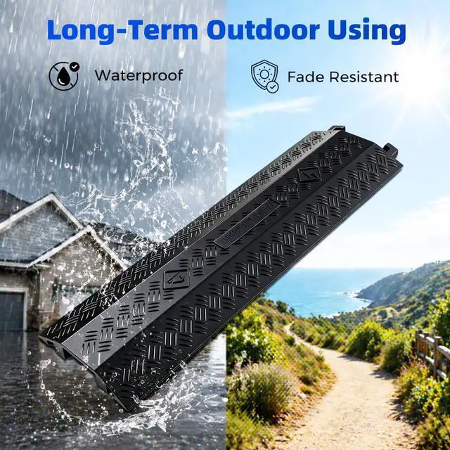 Alt view image 7 of 7 - Heavy Duty Cord Cover 2 Pack 40 Inch Cable Protector Ramp 8800 lbs, Outdoor Floor Wire Cover with 1.6" Wide Channel, Modular Interlocking Anti Trip Cable Ramp for Driveway Sidewalk Garage(Black)