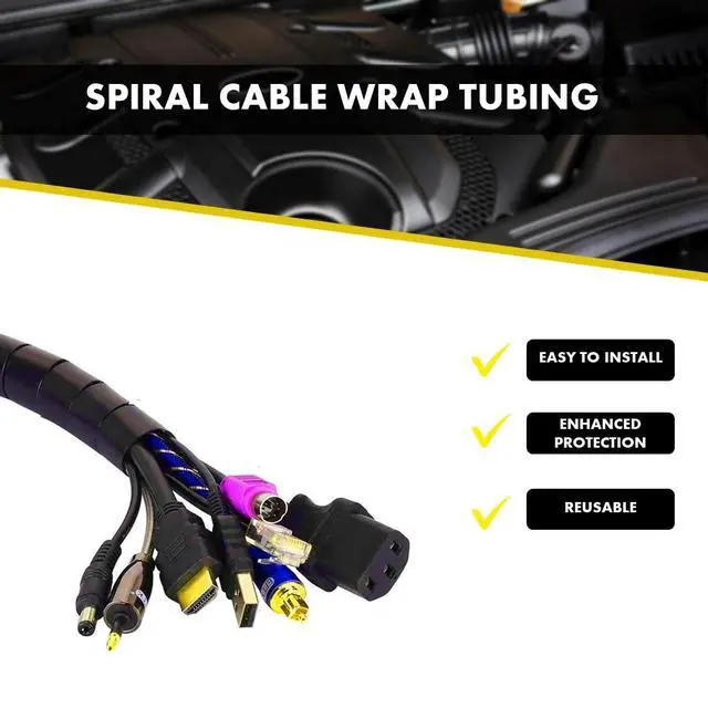Alt view image 2 of 7 - Vortex Spiral Cable Wrap - 1/8 Inch 100 Feet Long - Hose Protector Flexible Polyethylene Wire Conduit Tubing Cable Sleeve Cord Cover to Organize Wires Natural