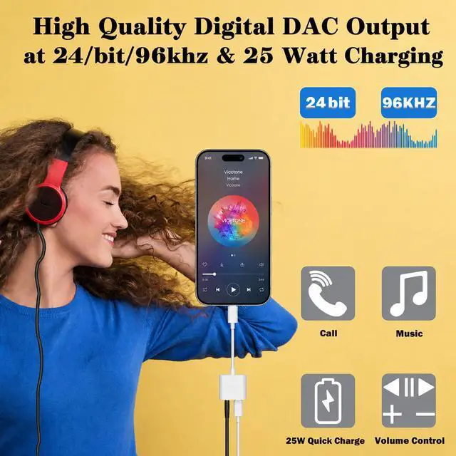 Alt view image 2 of 7 - Pro Headphone 3Amp Aux Adapter Compatible with T-Mobile Revvl 5G Plus USB-C 3.5mm Audio & Hi-Power Charging Port (Charge While You Listen)