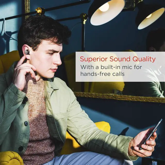 Alt view image 6 of 7 - Tech3 3-in-1 Smart True Wireless Headphones - Cordless Earbuds, Sport Wire, Audio Plug-in - Sweatproof, Built-in Microphone, Charging Case with Cable Storage System - Mocha-Bronze