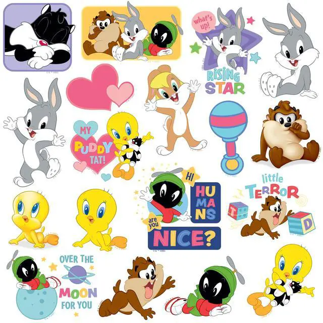 Alt view image 3 of 6 - Looney Tunes Cute & Cuddly Collection 100 Vinyl Stickers Waterproof Die-Cut