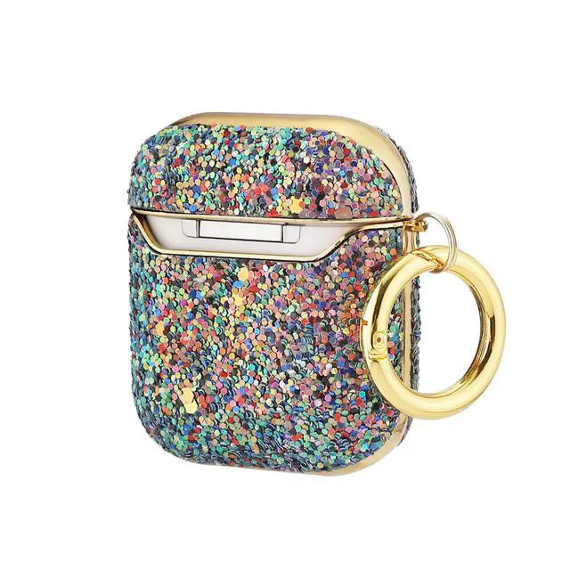 Alt view image 2 of 6 - Gadgets Air Pod Case for Protection - Compatible with 1st & 2nd Generation Apple AirPods- Lightweight Case with Key Ring - Easy to Use - Rhinestones Purple