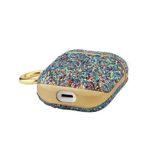 Alt view image 4 of 6 - Gadgets Air Pod Case for Protection - Compatible with 1st & 2nd Generation Apple AirPods- Lightweight Case with Key Ring - Easy to Use - Rhinestones Purple