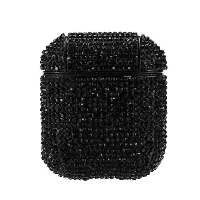 Alt view image 2 of 5 - Gadgets Air Pod Case for Protection - Compatible with 1st & 2nd Generation Apple AirPods- Lightweight Case with Key Ring - Easy to Use - Rhinestones Black