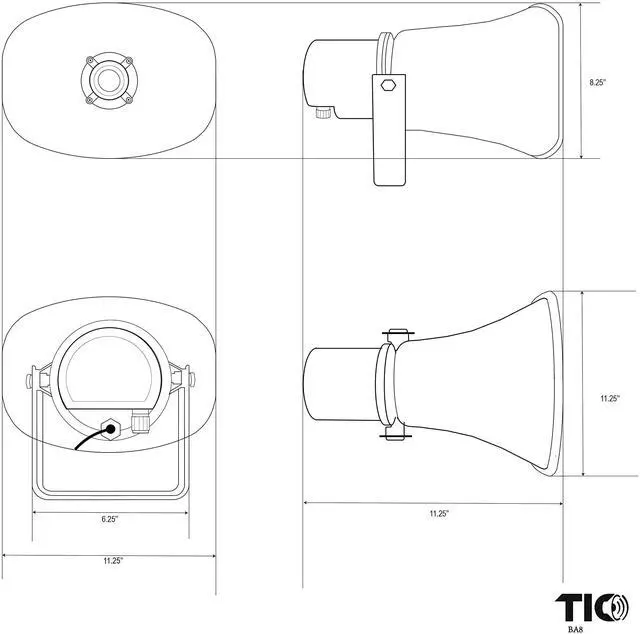 Alt view image 6 of 6 - BA8 30W Indoor/Outdoor Horn PA Speaker with 70v Switch