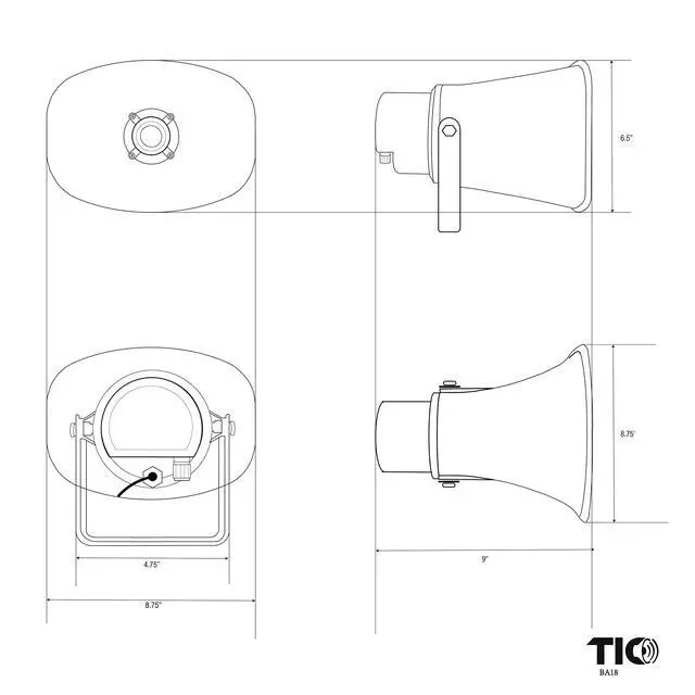 Alt view image 6 of 6 - BA18 15W Indoor/Outdoor Horn PA Speaker with 70v Switch(Single)