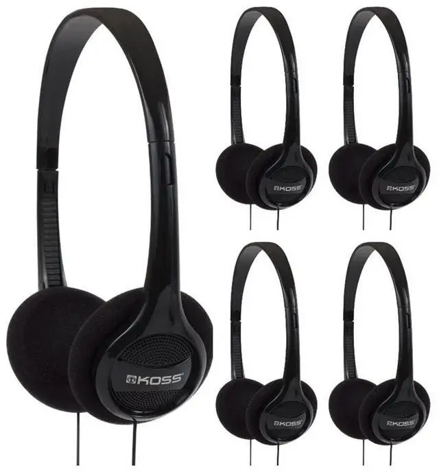 Main image of KPH7 Lightweight Portable On-Ear Headphones Bundle (Black, 5-Pack)