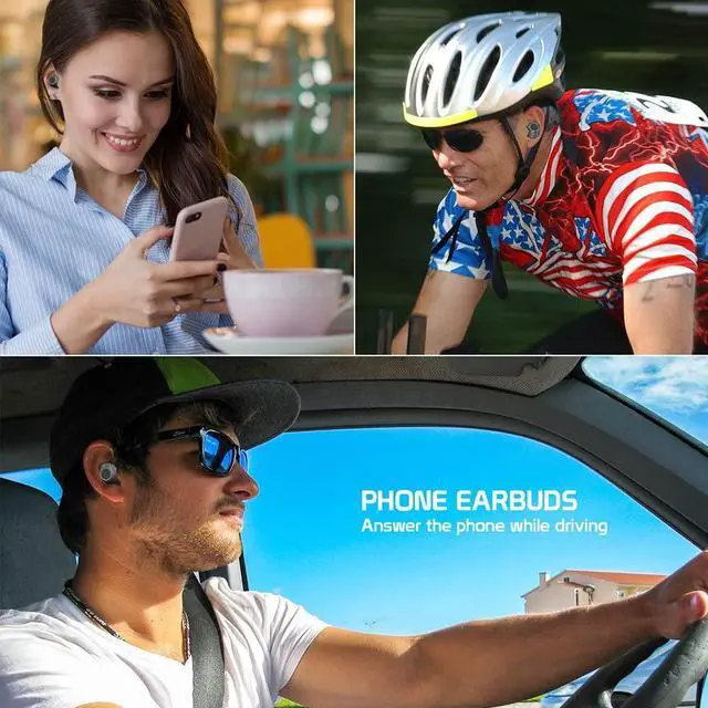Alt view image 3 of 7 - Wireless V5 Bluetooth Earbuds Compatible with Garmin Rino 755t with Charging case for in Ear Headphones. (V5.0 Black)