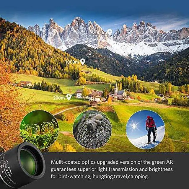 Alt view image 2 of 7 - 16x52 Monocular Dual Focus Optics Zoom Telescope for Birds Watching/Wildlife/Hunting/Camping/Hiking/Tourism/Armoring/Living Concert 66m/8000m