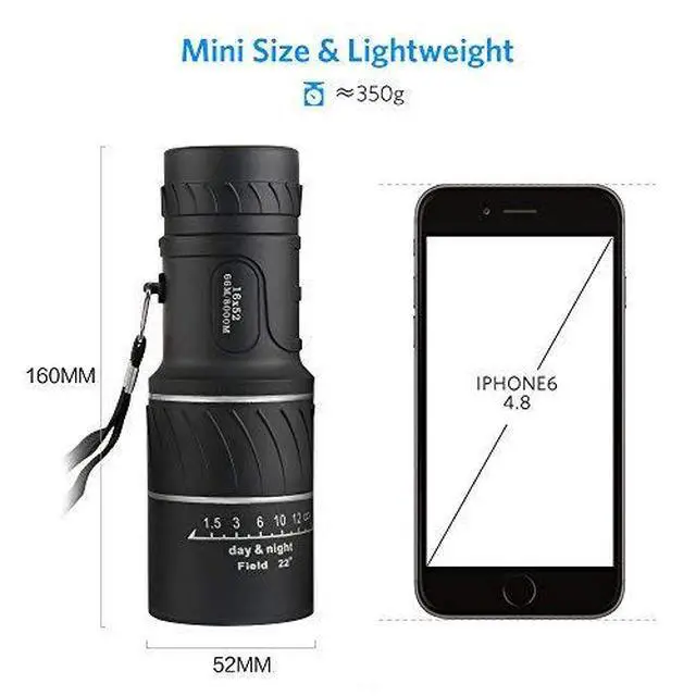 Alt view image 7 of 7 - 16x52 Monocular Dual Focus Optics Zoom Telescope for Birds Watching/Wildlife/Hunting/Camping/Hiking/Tourism/Armoring/Living Concert 66m/8000m