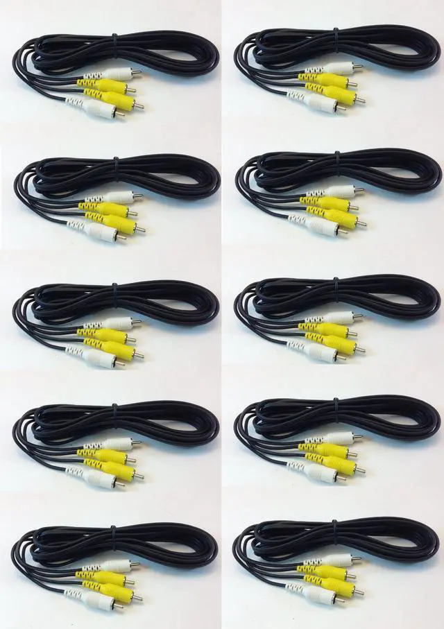 Main image of 10' V/A RCA Cable Yellow/White Gaming RCA Cable (10 Pack)
