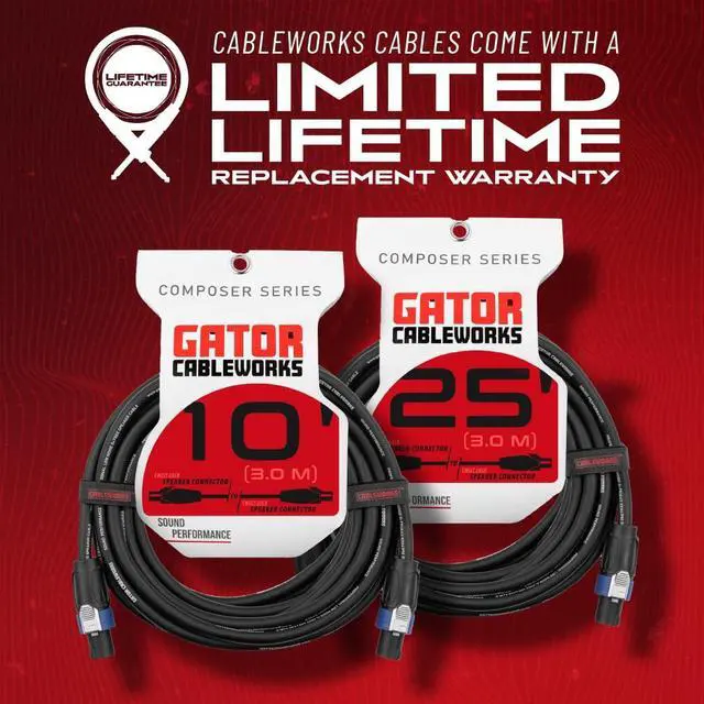 Alt view image 7 of 7 - By Gator Cases Composer Series Deluxe 50 Foot Twist Lock Connector to Twist Lock Connector Speaker Cable, (GCWC-SPK-50-2TL)