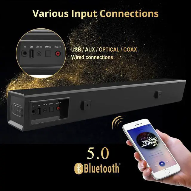 Alt view image 3 of 7 - Soundbar for TV, Bluetooth 5.0 Sound Bar with 2 Wireless Microphone, Handheld Wireless Karaoke Microphone for Kids, Sound Bar for Adults/Kids Singing, Optical/AUX/Coax