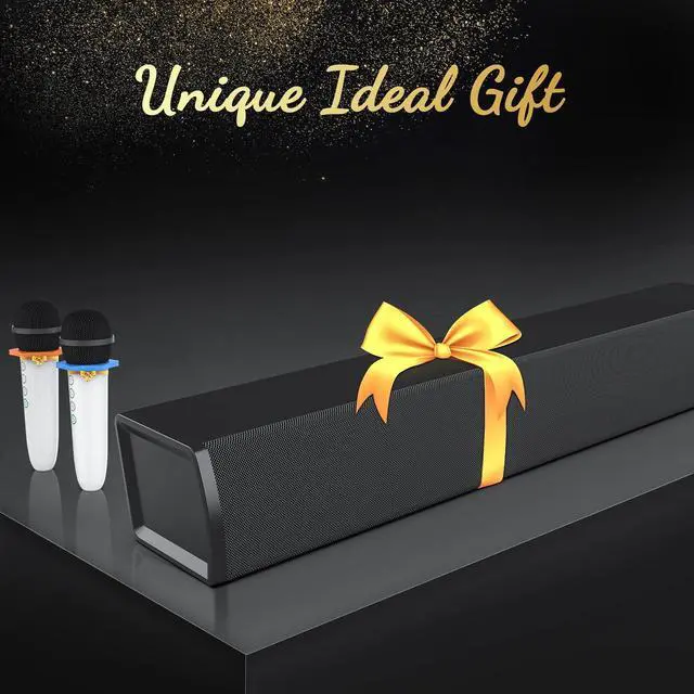 Alt view image 5 of 7 - Soundbar for TV, Bluetooth 5.0 Sound Bar with 2 Wireless Microphone, Handheld Wireless Karaoke Microphone for Kids, Sound Bar for Adults/Kids Singing, Optical/AUX/Coax
