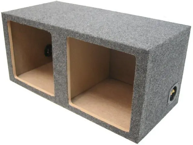 Main image of Dual 10" Square Subwoofer Box Sealed Enclosure for Kicker L7 ASC | Twin cutout woofer cabinet, empty unloaded bass design, universal trunk fit, airtight chamber build, 10 inch size